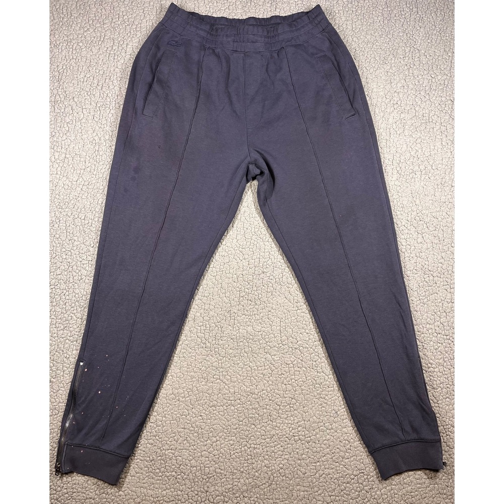 Lacoste Mens Jogger Sweatpants Navy Blue Silk Blend Ankle Zip Size L FR 5